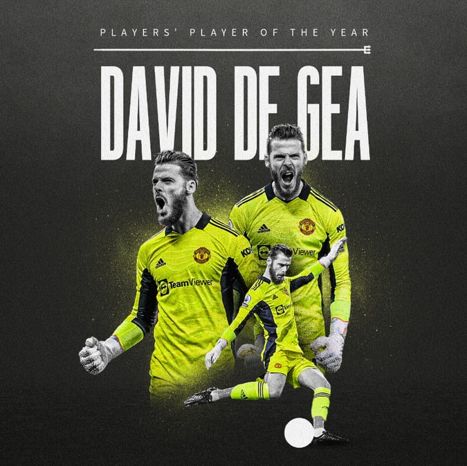 德赫亚当选曼联队友票选赛季最佳球员，个人第4次当选