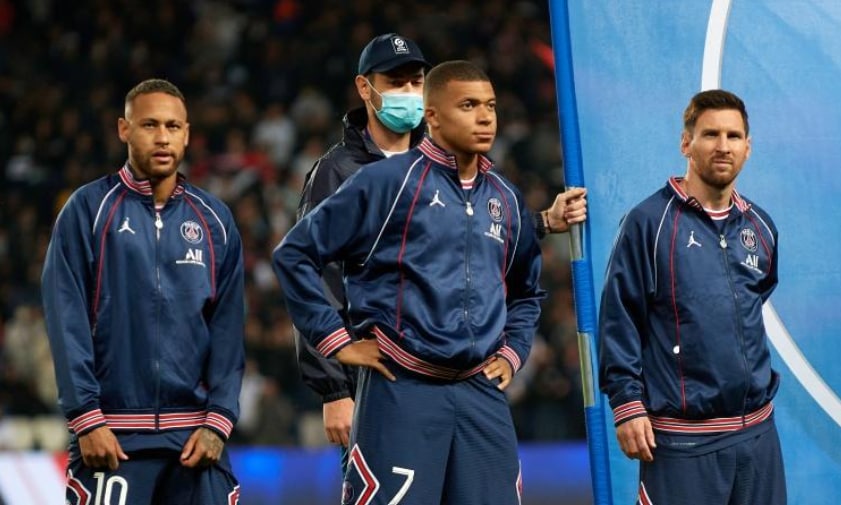 巴黎队内射手榜：姆巴佩33球第1，内马尔11球第2，梅西9球第3