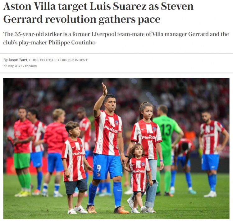 队友变师徒？电讯报：维拉正在研究签下苏亚雷斯的可能性