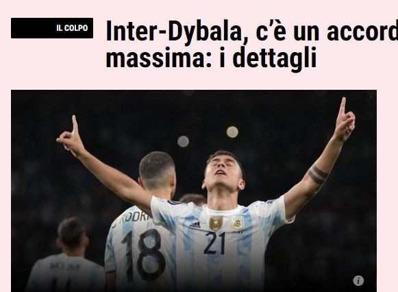 迪巴拉和国米达成原则性协议，签600万欧+奖金的3+1合同