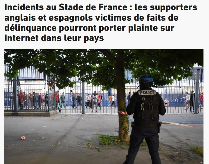 欧冠决赛当晚法国警方逮捕105人，其中一半涉及偷窃