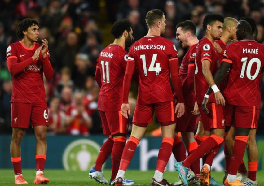 英超第36轮，利物浦主场对阵热刺，最终1-1战平