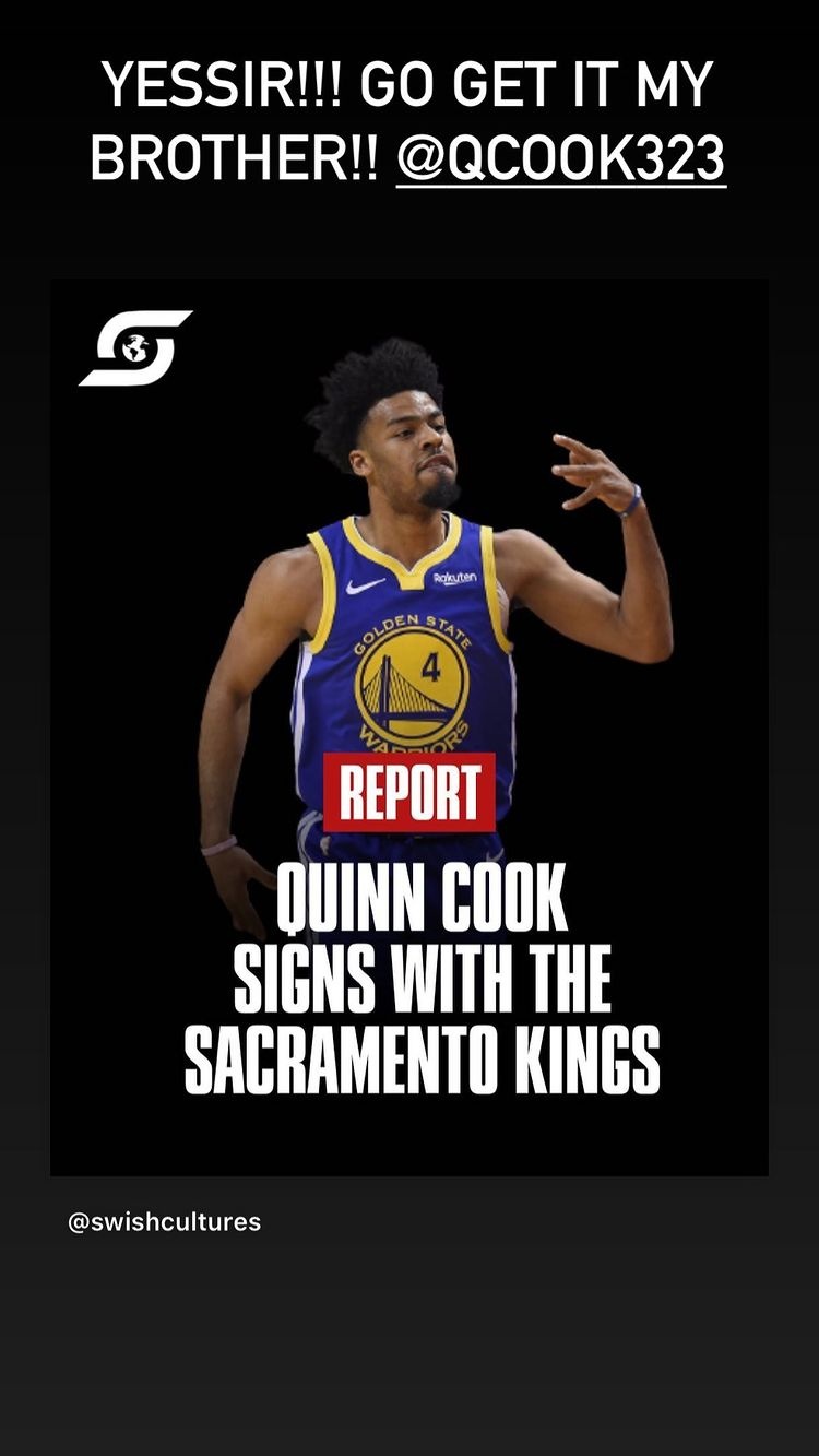 詹姆斯ins祝贺前队友库克签约国王：拿下它 我的兄弟！