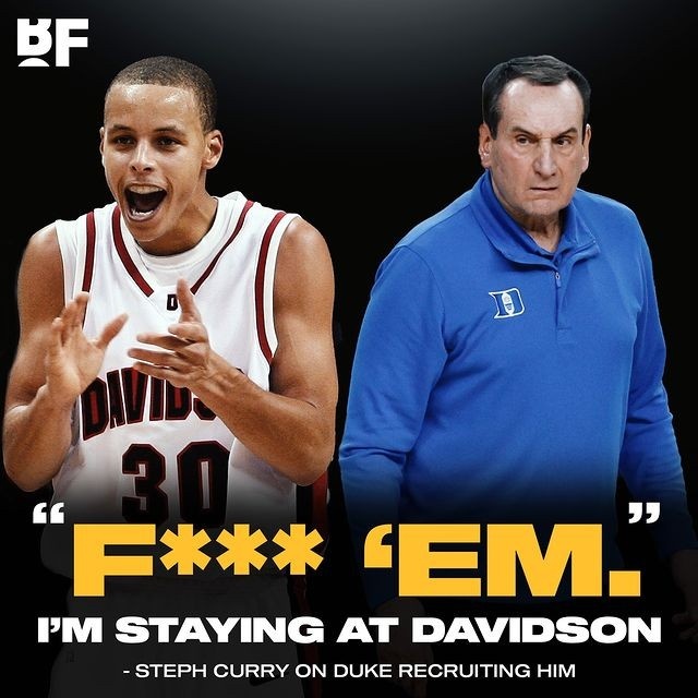 大一结束后杜克曾招募库里 后者拒绝：他们当初对我爱答不理