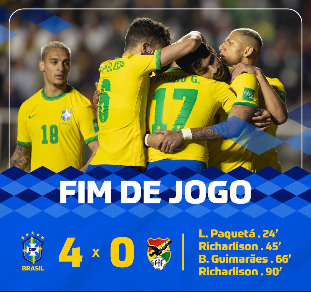 世预赛南美区收官：桑巴军团火力全开4-0大胜玻利维亚