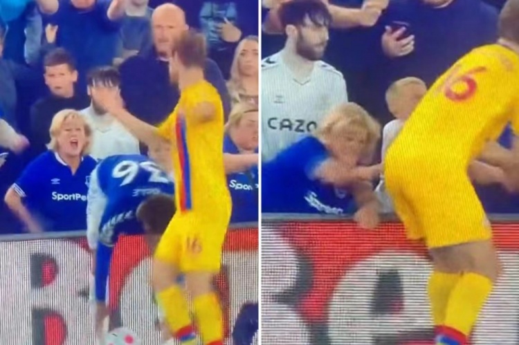 水晶宫球员大力推搡阿里，埃弗顿女球迷上演“拍臀杀”替后者报仇